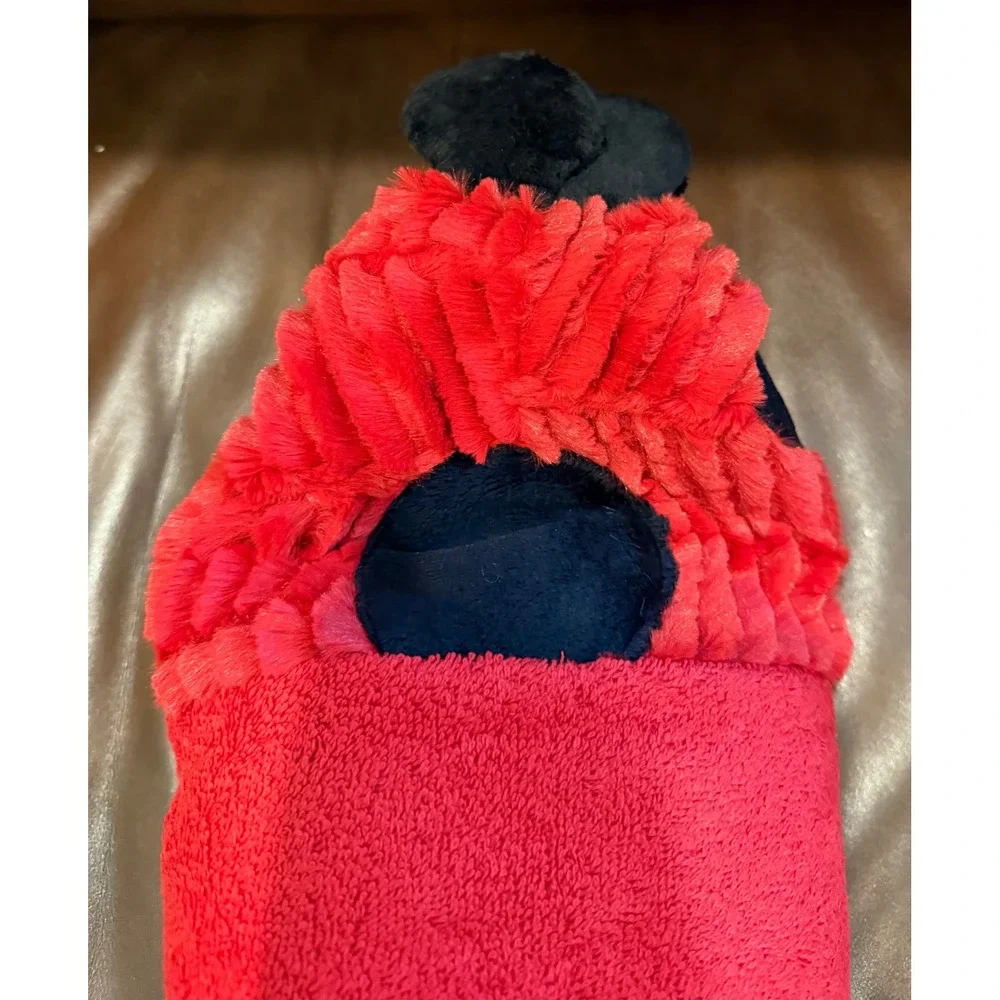 Swankie Blankie Minky Baby Ladybug Hooded Towel Red Plush Faux Fur Satin New
